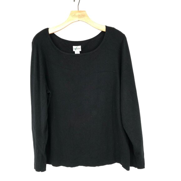 Chico's 3 Black Long Sleeve Top Size XL knit womens - Picture 3 of 8